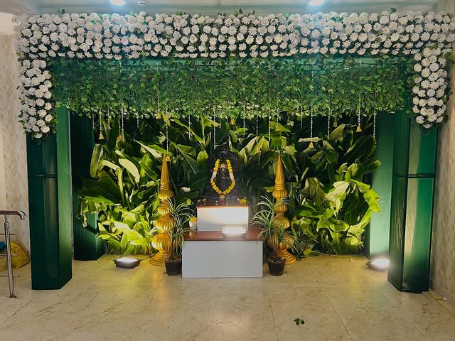 Pooja and entrance floral decoration by Ayodhya Events
