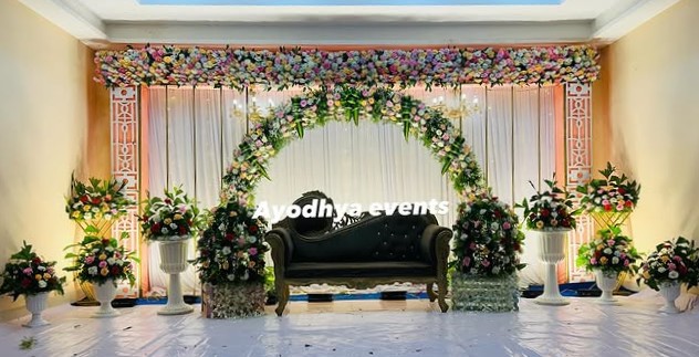 Reception stage decoration by Ayodhya Events
